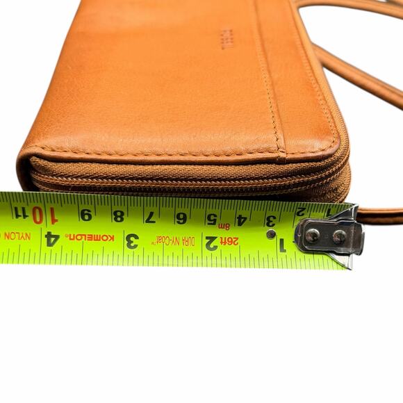 Fossil Leather Wallet Crossbody Tan Zip Around Phone Bag - Picture 6 of 7